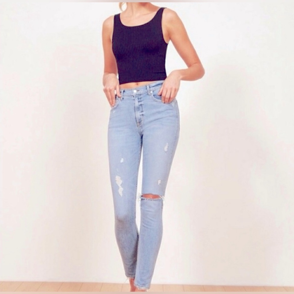 Reformation High & Skinny Maui Distressed Jeans